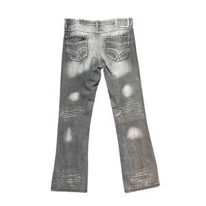 Helix Mens Slim Boot Gray Faded Distressed Contrast Stitch Jeans 36x34 Grunge